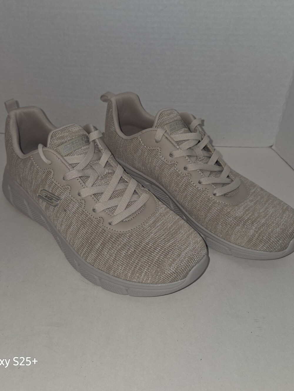 Skechers BOBS Womens B Flex Lace-Up Sneakers Encore Move Taupe Size 10 NWOB